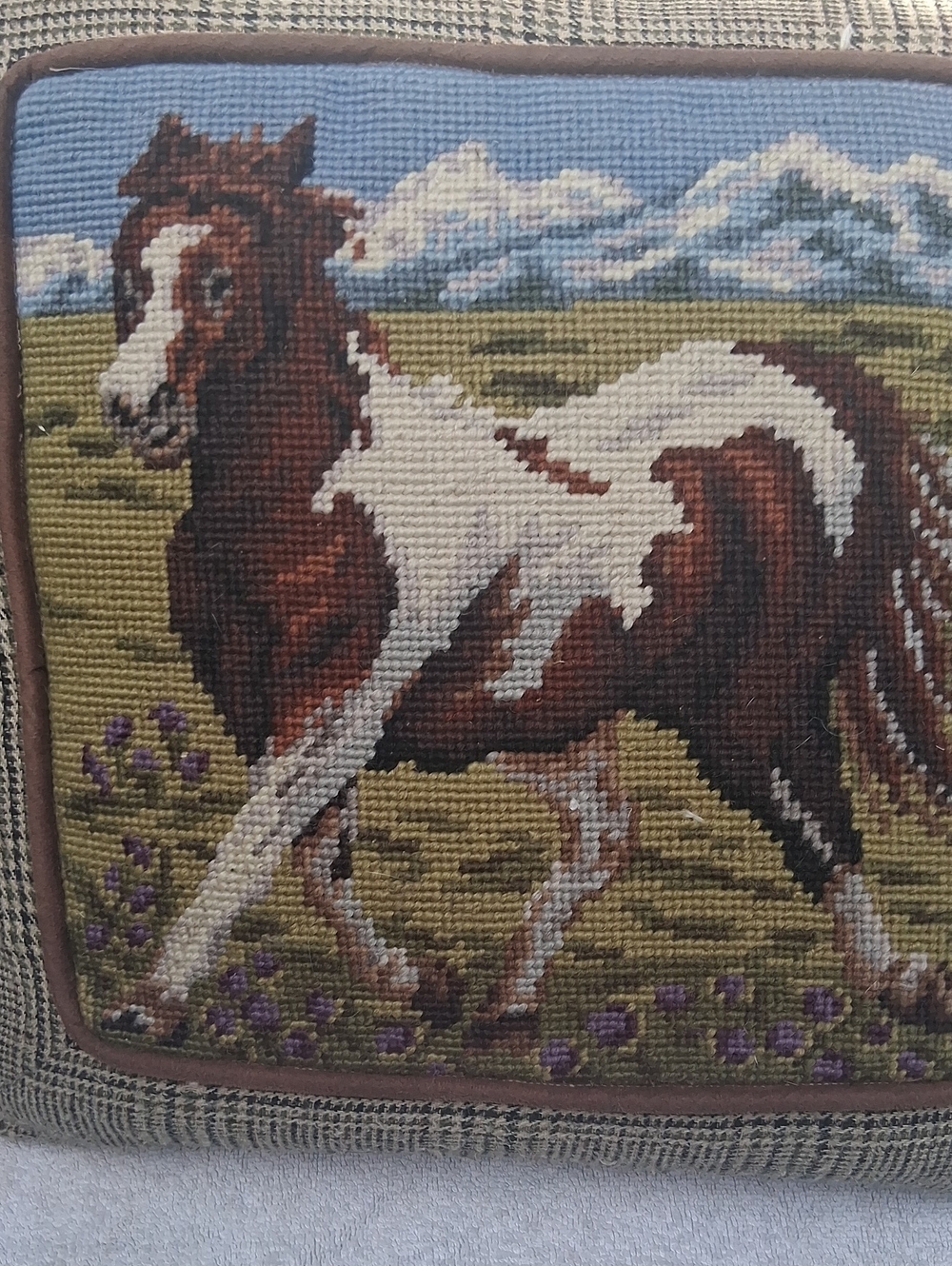 Vintage Clover & Co. Needlepoint Pillow